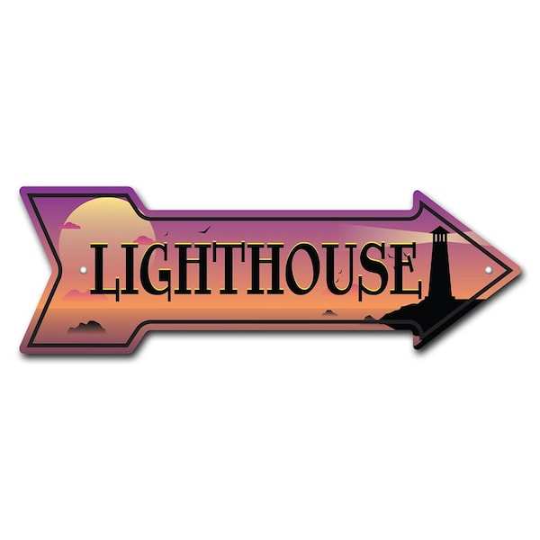 Signmission Lighthouse Arrow Sign Funny Home Decor 30in Wide P-ARROW10-999773 - main